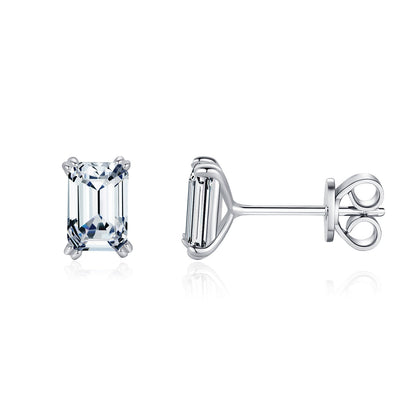 Clous d’oreilles argent pierre rectangulaire – Lise