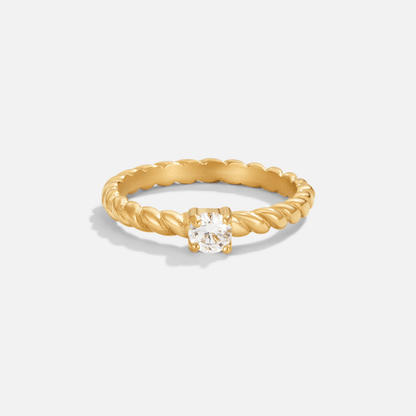 Bague torsadée or cristal clair – Lila