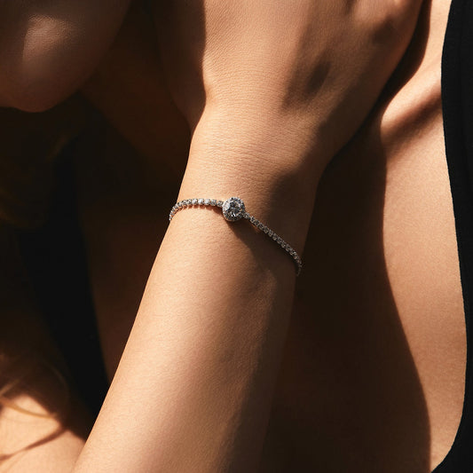 Bracelet chaîne fine argent cristaux – Léo