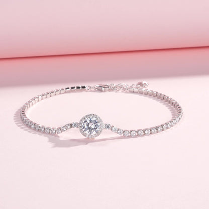 Bracelet chaîne fine argent cristaux – Léo