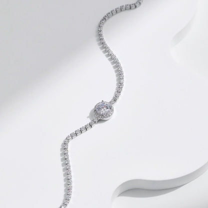 Bracelet chaîne fine argent cristaux – Léo