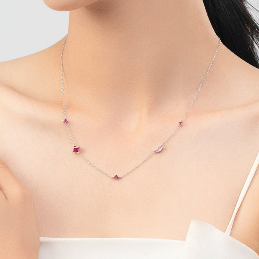 Collier pierres taillées argent zircon rose – Lila