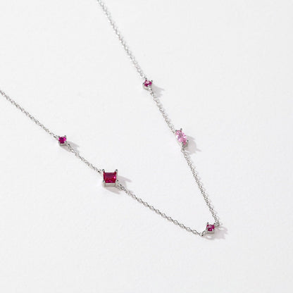 Collier pierres taillées argent zircon rose – Lila