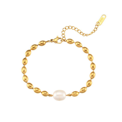 Bracelet perles blanc doré – Lila