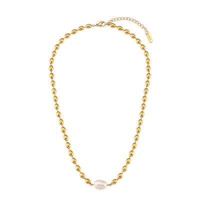 Collier choker perles dorées baroque – Lila