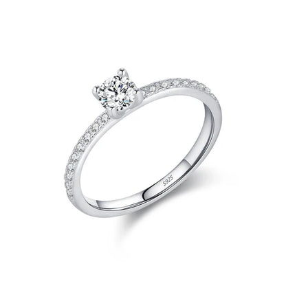 Bague solitaire argent pierre transparente – Noémie