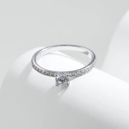 Bague solitaire argent pierre transparente – Noémie