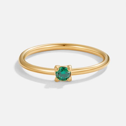 Bague fine solitaire or pierre verte – Lise