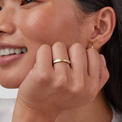 Bague métal doré perles cristaux – Léa