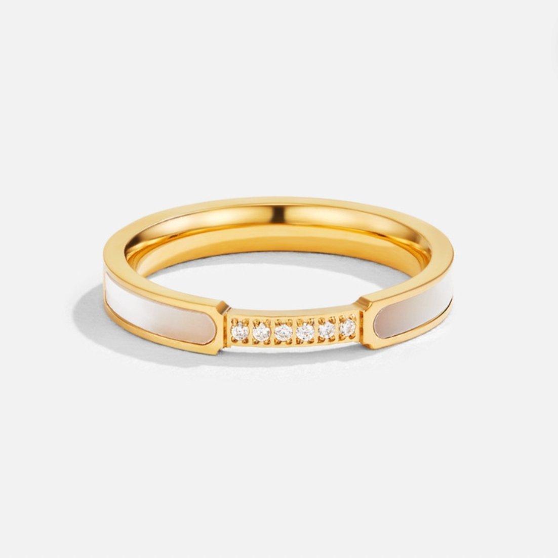 Bague métal doré perles cristaux – Léa
