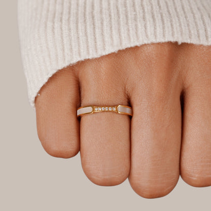 Bague métal doré perles cristaux – Léa