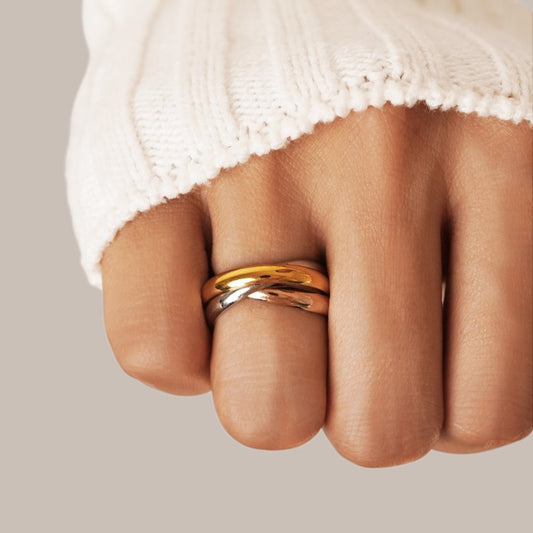 Bague entrelacée bicolore doré argent – Léa