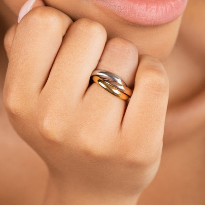 Bague entrelacée bicolore doré argent – Léa