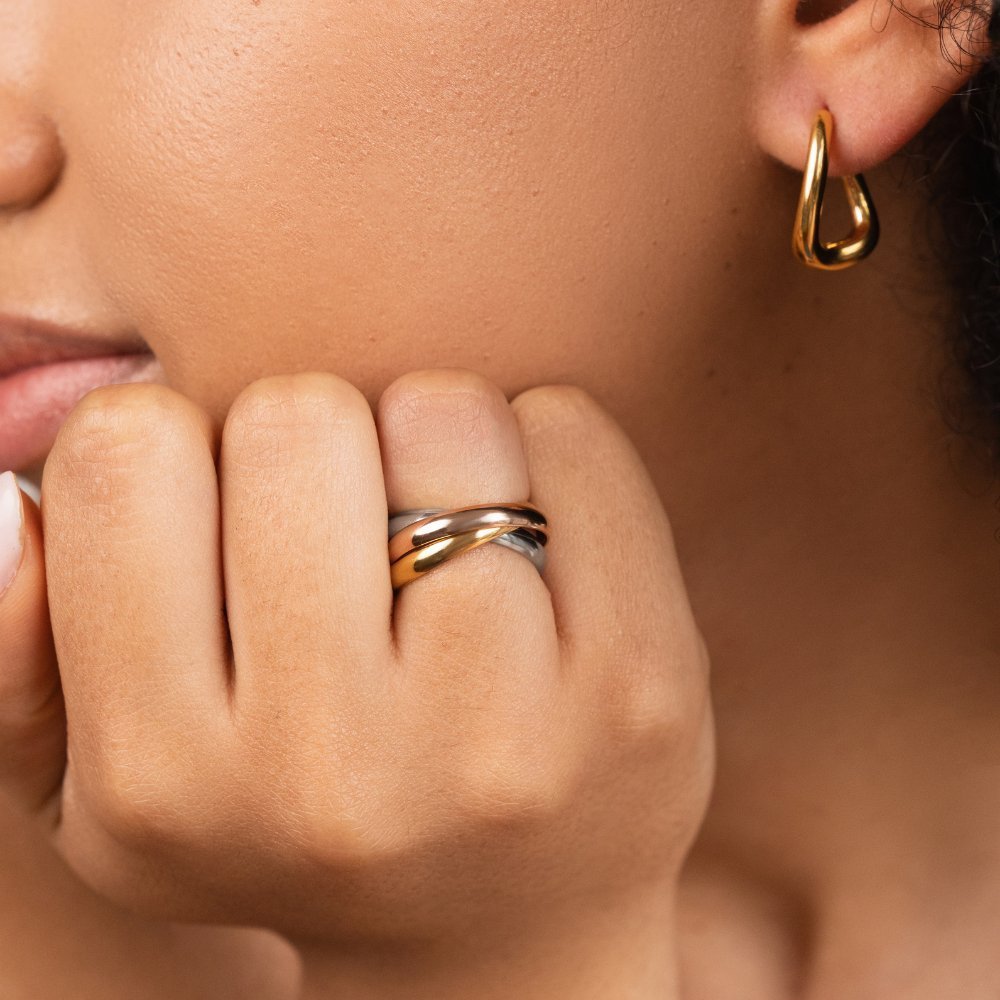 Bague entrelacée bicolore doré argent – Léa