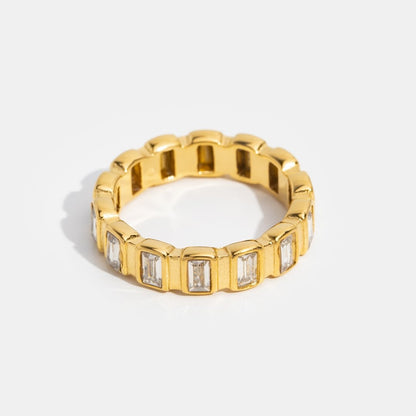 Bague rectangulaire or serti clos – Léo