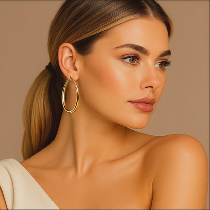 Boucles d'Oreilles Créoles Dorées Vintage