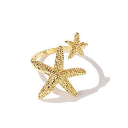 Bague étoile de mer argent plaqué or – Léo