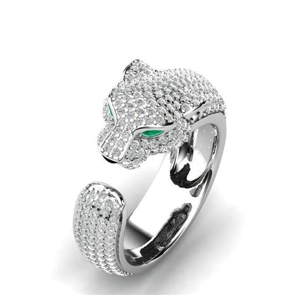Bague jaguar ajustable argent plaqué or rose zircon – Léa