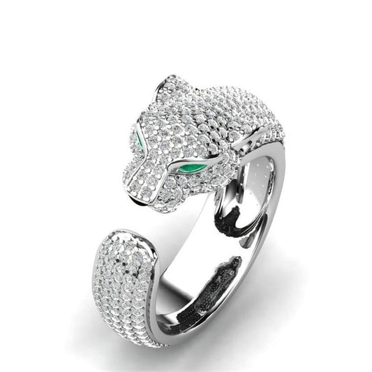 Bague ajustable jaguar pavée argent or rose – Léo
