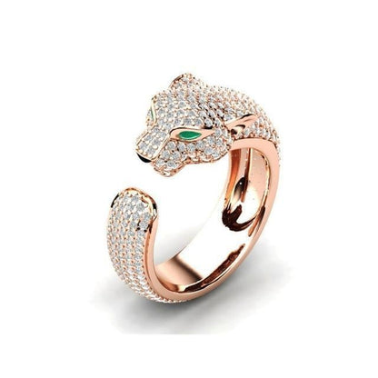 Bague jaguar ajustable argent plaqué or rose zircon – Léa