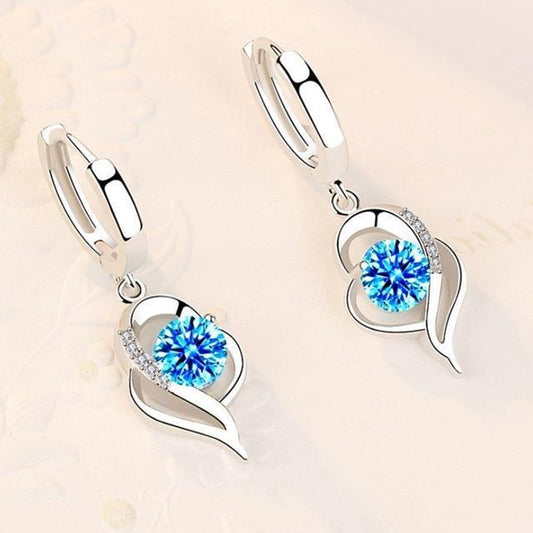 Boucles goutte argent zircon bleu – Lise