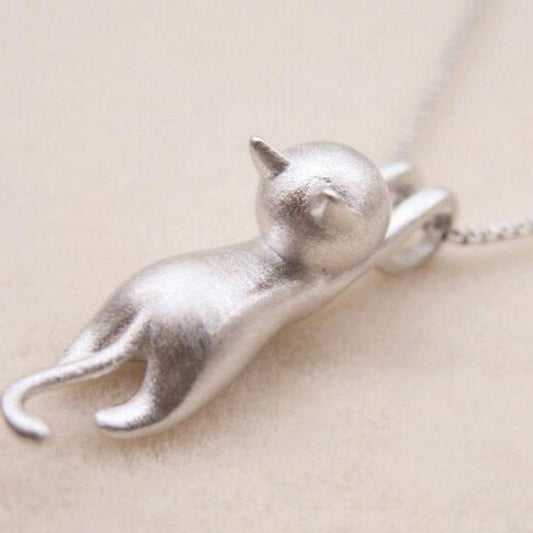 Collier pendentif chat argent – Léo