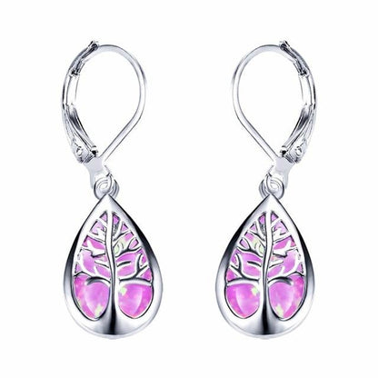 Boucles goutte arbre de vie argent et opale – Lise