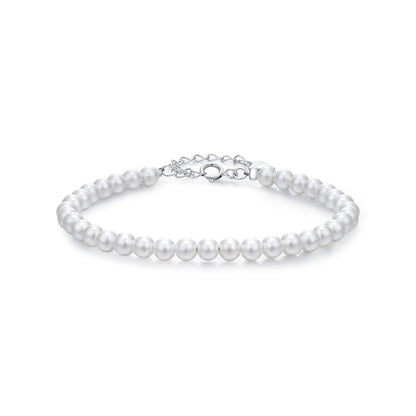 Bracelet perles blanches minimaliste élastique – Lila