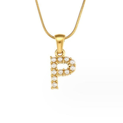 Collier doré avec pendentif lettre Perle – Sanne