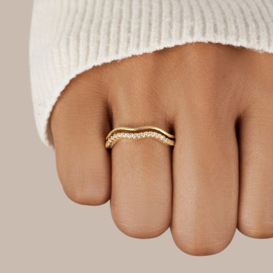 Bague vague or cristaux transparents – Lila