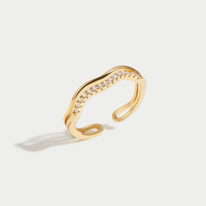 Bague vague or cristaux transparents – Lila