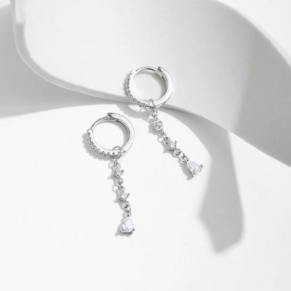 Boucles d’oreilles pendantes argent pierres claires – Lila