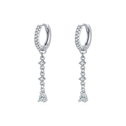 Boucles d’oreilles pendantes argent pierres claires – Lila