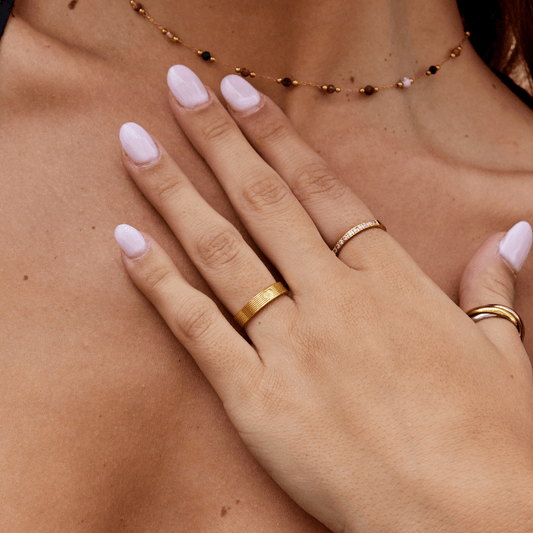 Bague minimaliste or texturée – Léo