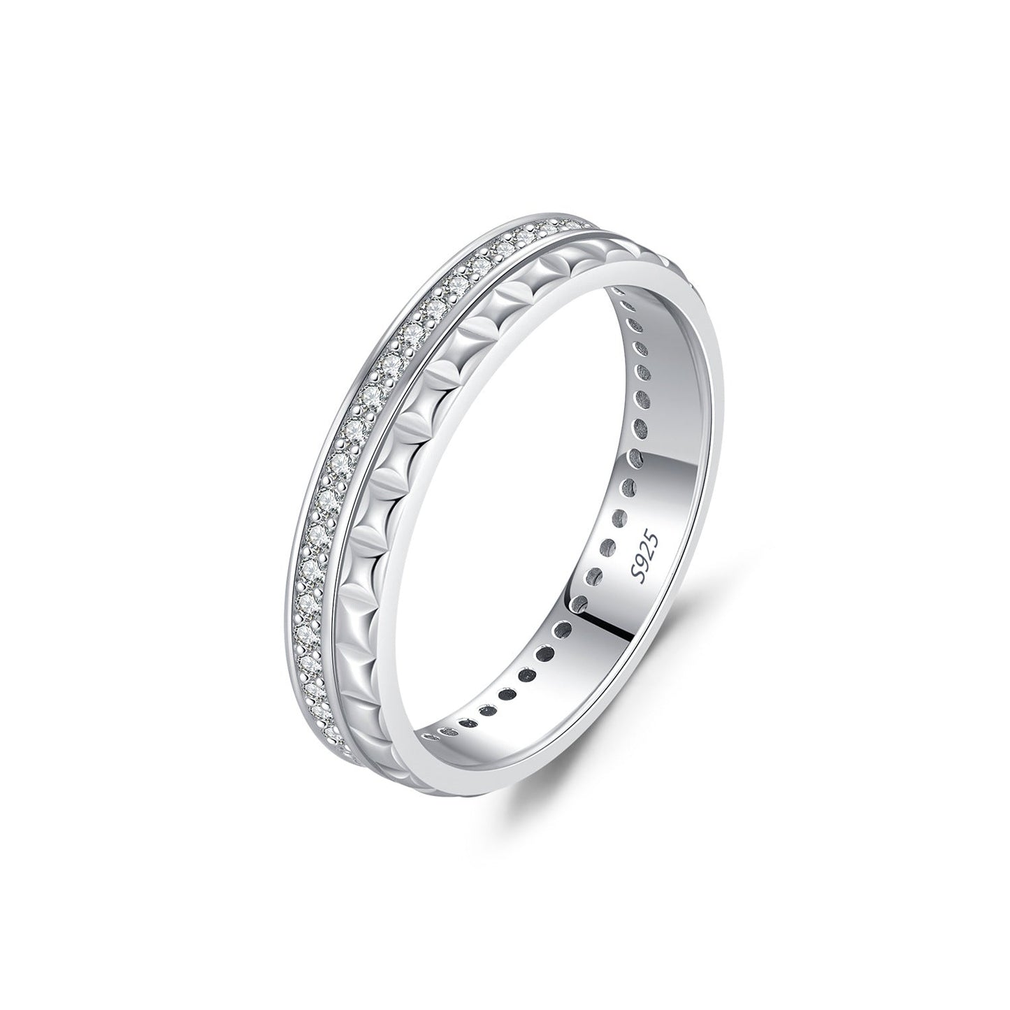 Bague deux rangs argent cristaux pics – Léo