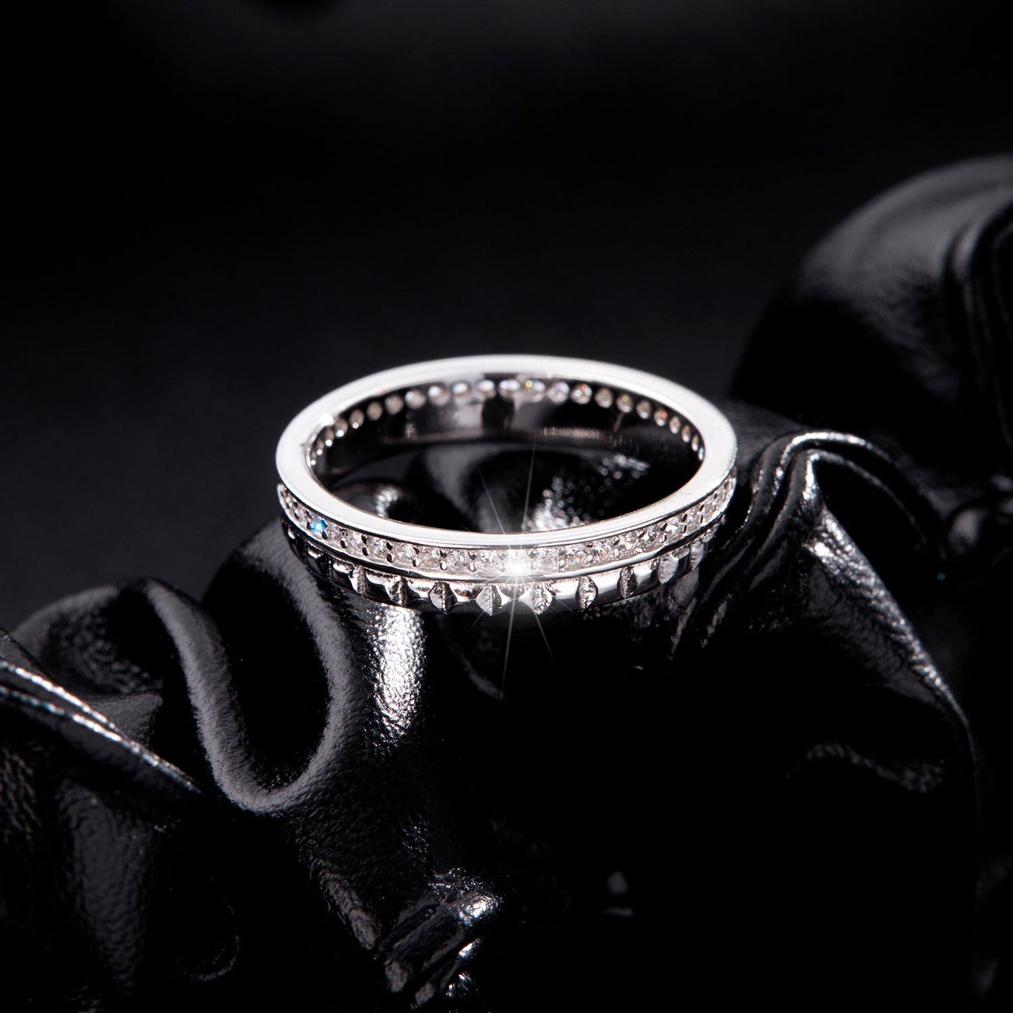 Bague deux rangs argent cristaux pics – Léo