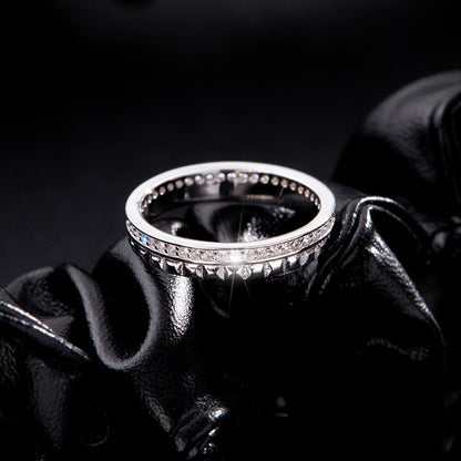 Bague deux rangs argent cristaux pics – Léo