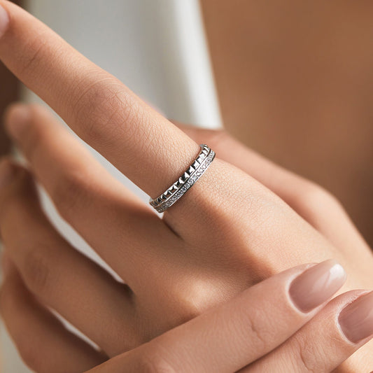 Bague deux rangs argent cristaux pics – Léo
