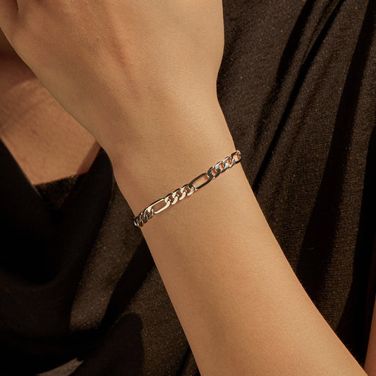 Bracelet maillons ovales et rectangulaires argent – Léo