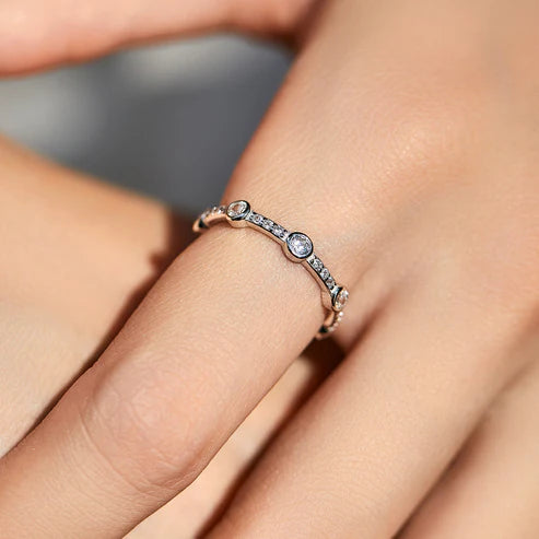 Bague fine argent cristaux transparents – Lila
