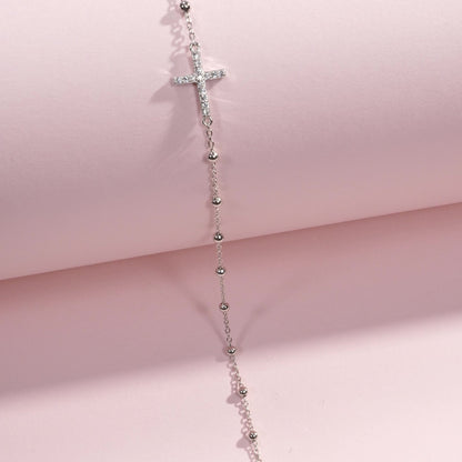 Collier pendentif croix fleur argent – Lise