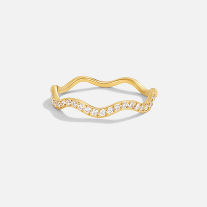 Bague ondulée or cristaux – Lila