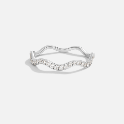 Bague ondulée argent cristaux – Léo