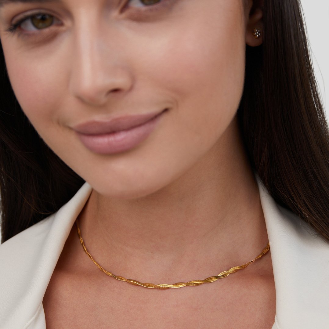 Collier ras du cou torsadé Or – Léo