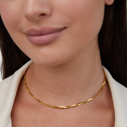 Collier ras du cou torsadé Or – Léo