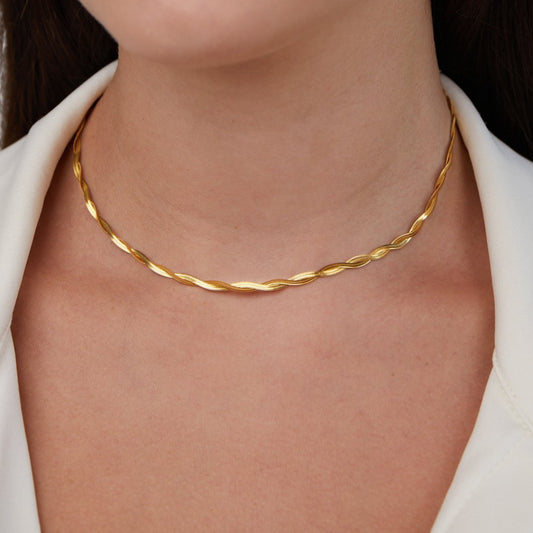Collier ras du cou torsadé Or – Léo