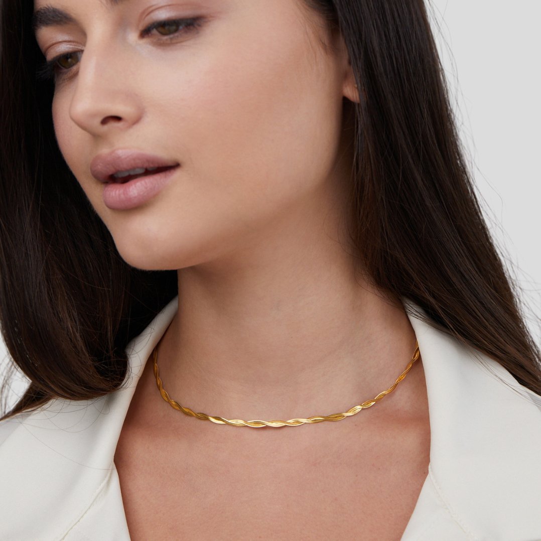 Collier ras du cou torsadé Or – Léo