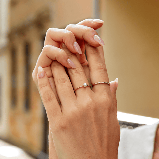 Bague perle unique Or fin – Léo