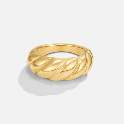 Bague croissant rainurée Or – Léo