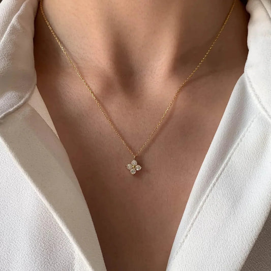 Collier pendentif fleur cristal Or – Léa
